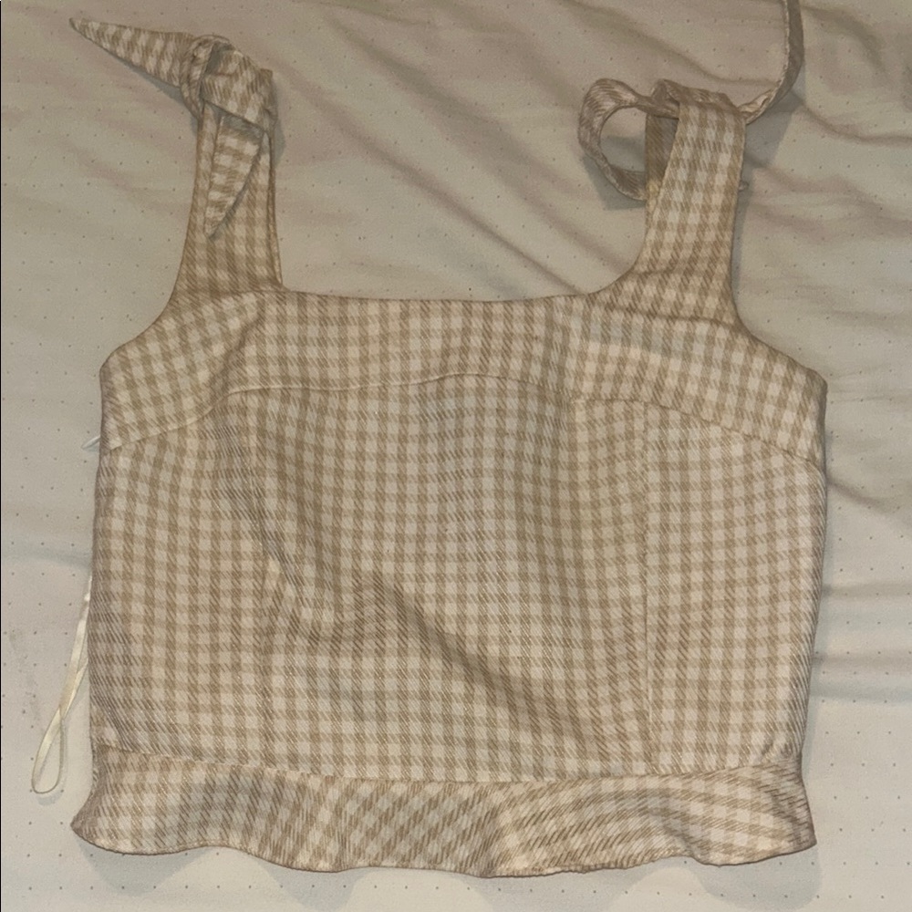Lea & Viola Brown Tan Sleeveless Fitted Tank Top